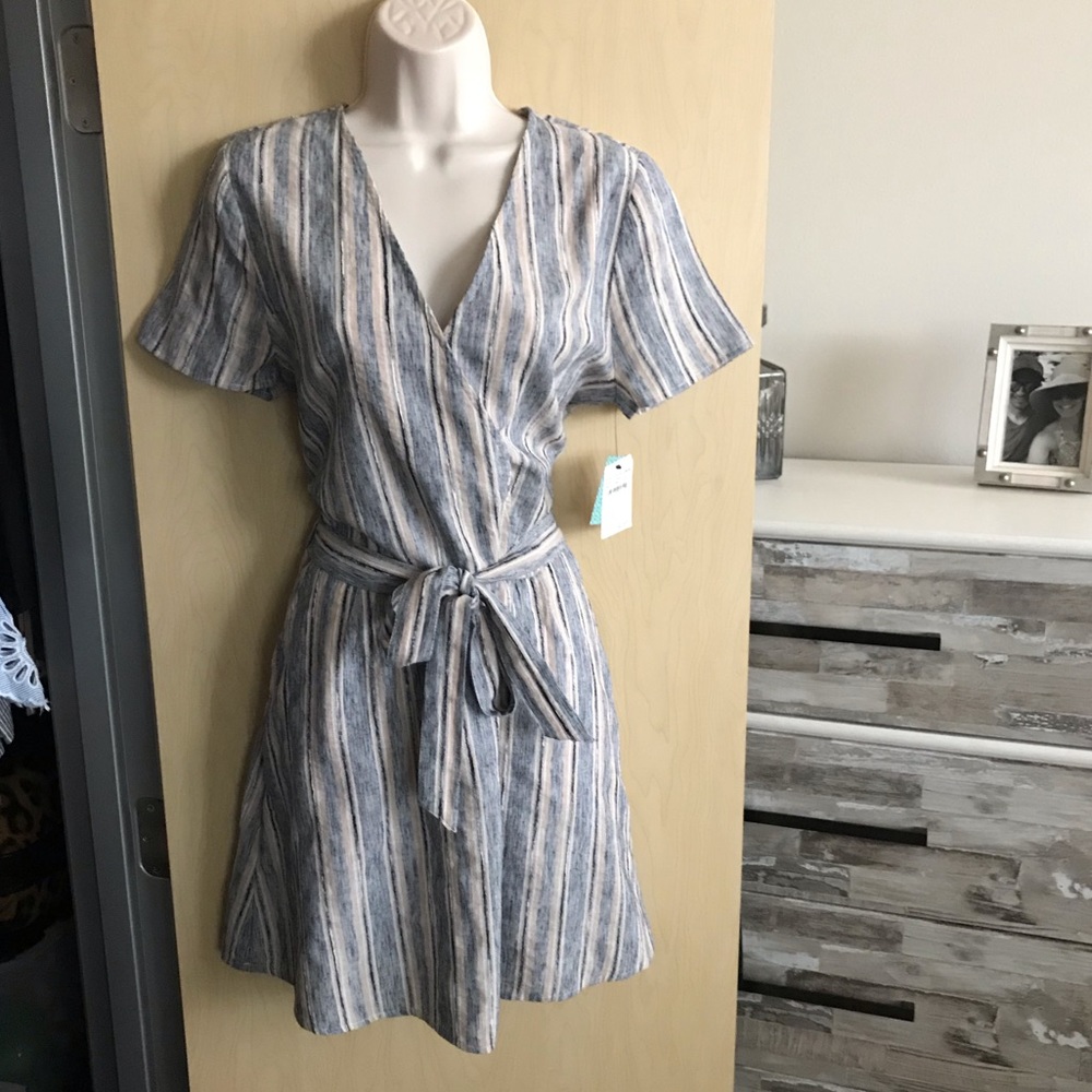 NWT Susina Casual Navy Pink Stripe Dress Size S